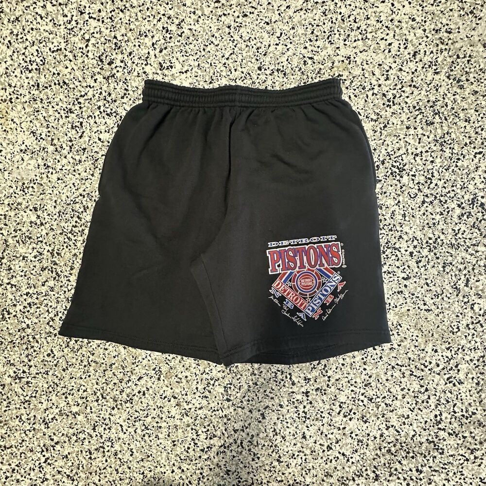 Vintage Jerzees Detroit Pistons Sweat Shorts Mens XL Black Made in USA 90s
